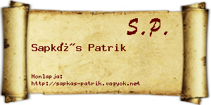 Sapkás Patrik névjegykártya